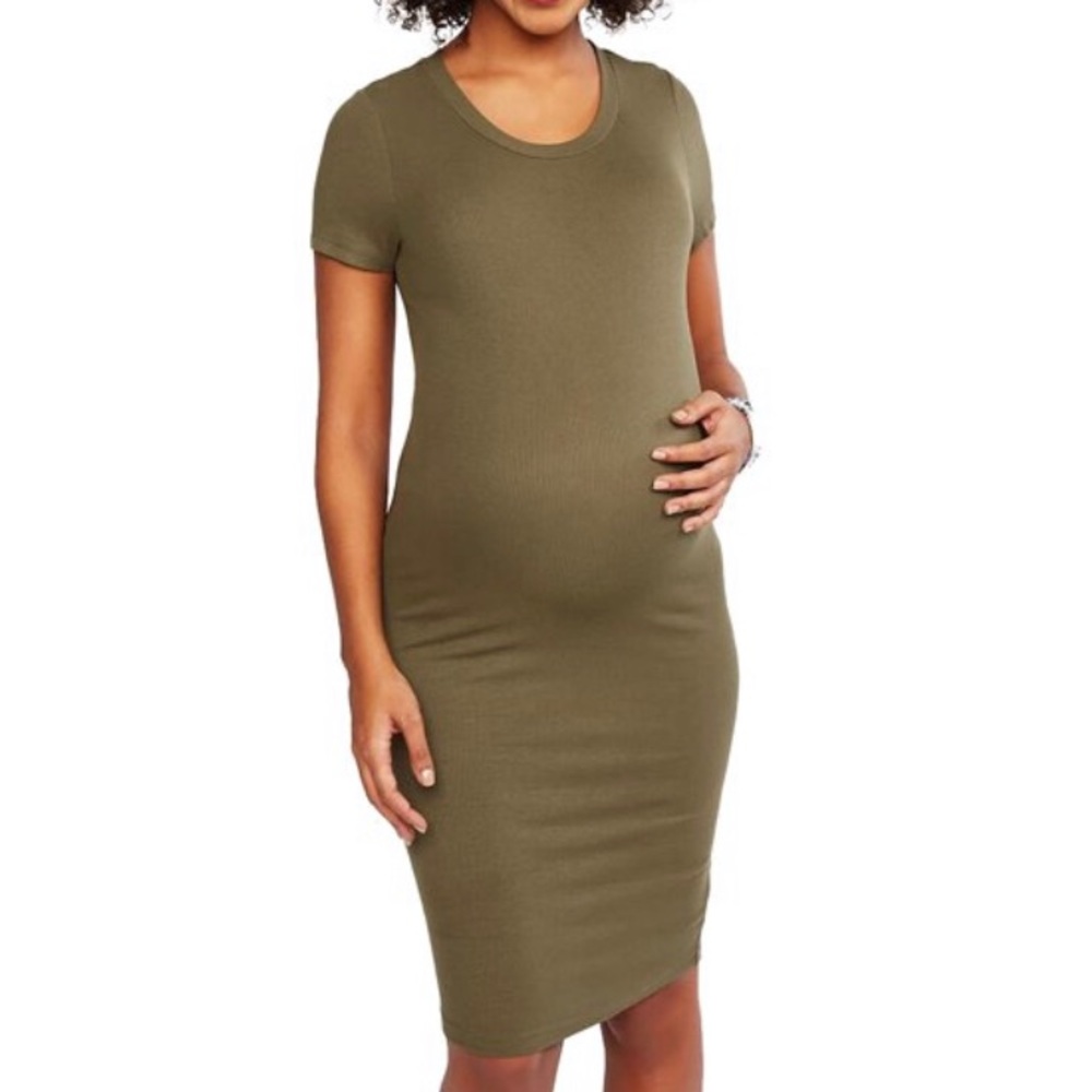 Ribbed Knit Maternity T-Shirt Dress